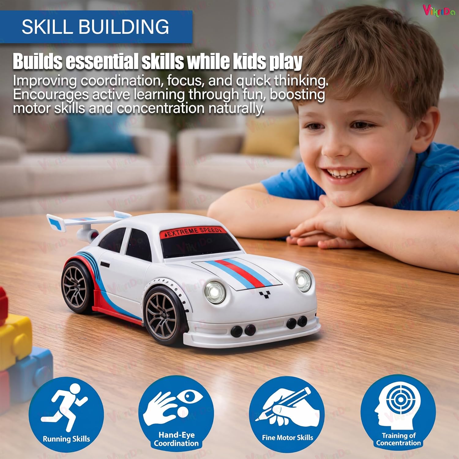 Smart Sensor RC Car | Intelligent Follow-Me & Tracking Mode with LED Lights | Kids' Interactive Toy Car