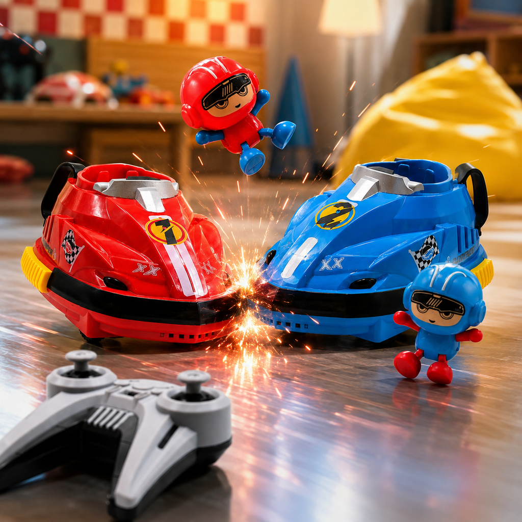 RC Bumper Car Set (Pack of 2) with Lights & Music | Kids Remote Control Cars