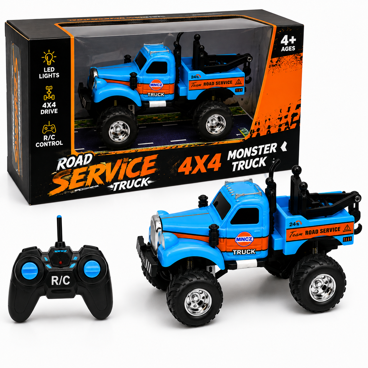 Mini RC Tow Truck | 2.4GHz Remote, Working Lights, USB-C Rechargeable