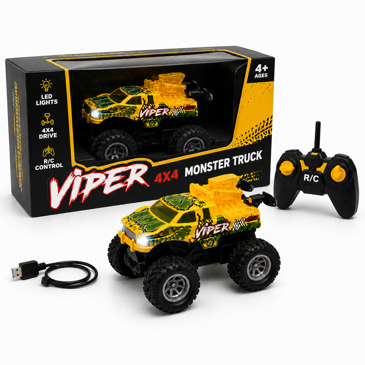 Mini RC Off-Road Truck | 2.4GHz, USB-C, Working Lights