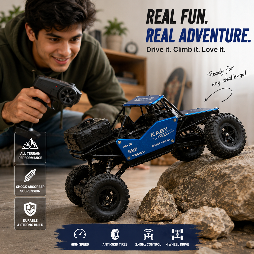 Rock Crawler RC Car 1:18 Scale | 2.4GHz, All-Terrain, LED Lights