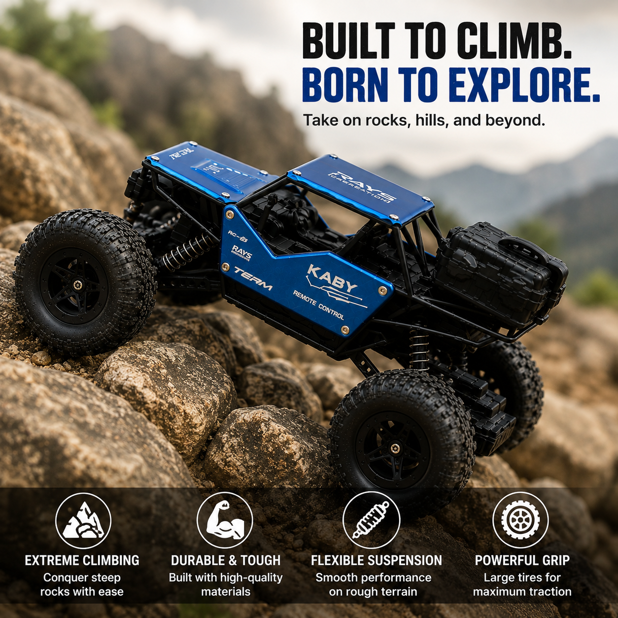 Rock Crawler RC Car 1:18 Scale | 2.4GHz, All-Terrain, LED Lights