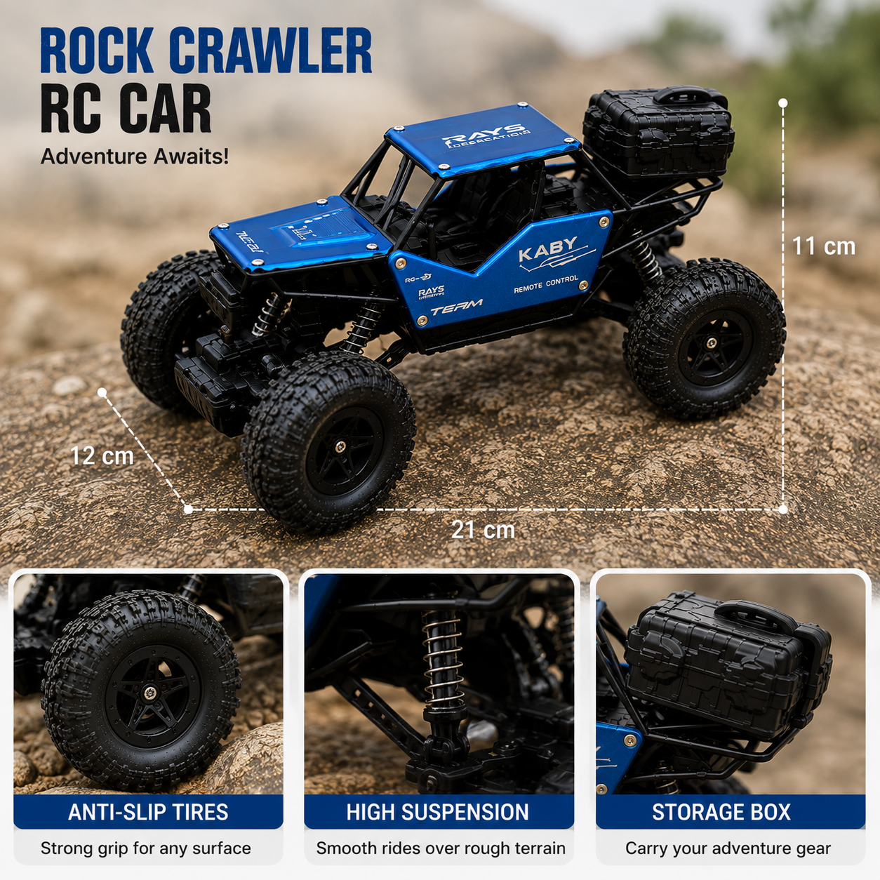 Rock Crawler RC Car 1:18 Scale | 2.4GHz, All-Terrain, LED Lights