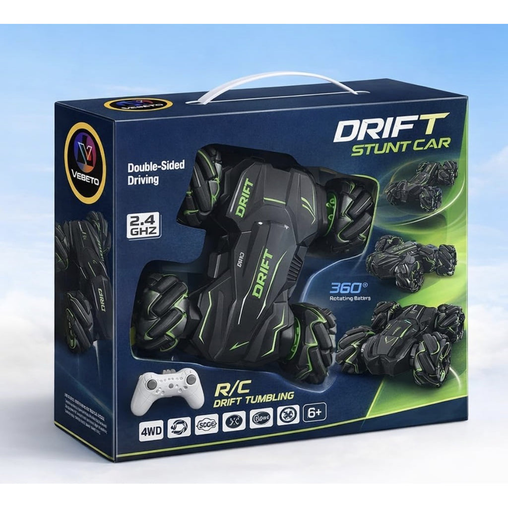 4WD Drift Stunt Car | 360° Double-Sided RC Car with LED Lights & Auto Demo | Rechargeable RC Car