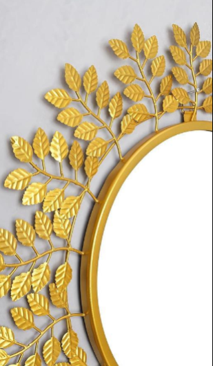 Stainless Steel Golden-Finished Decorative Iron Mirror