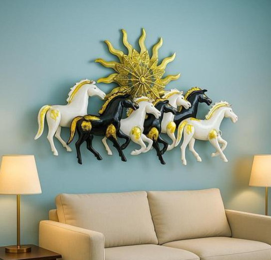 7 Horse Gold Wall Art
