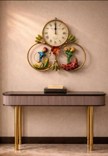 Metal Wrought Musician Wall Hanging With Clock