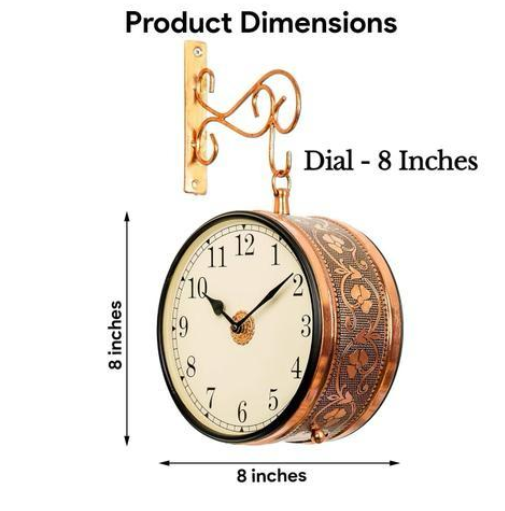 Metal Analog Double Sided Dial Wall Clock (Rose Gold)