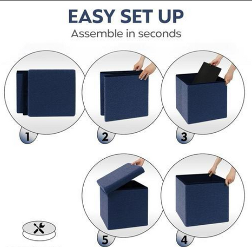 Foldable Ottoman Basket Box for Storage Sitting Stool