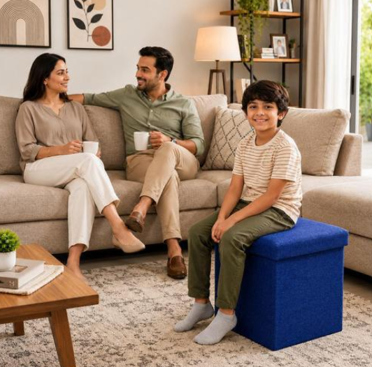 Foldable Ottoman Basket Box for Storage Sitting Stool
