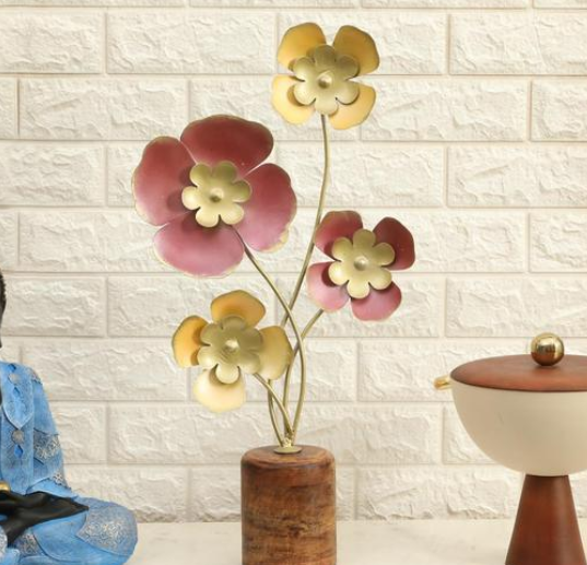 Multicolour Metal Yansi Flower Table Decor