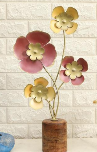 Multicolour Metal Yansi Flower Table Decor
