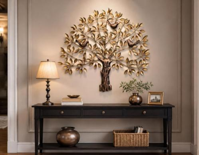 Luxury Golden Tree Wall Art with Birds