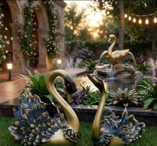 SWAN COUPLE PAIR SHOWPIECE