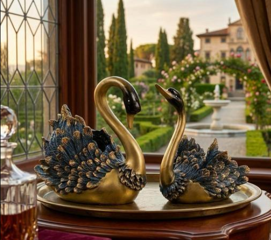 SWAN COUPLE PAIR SHOWPIECE