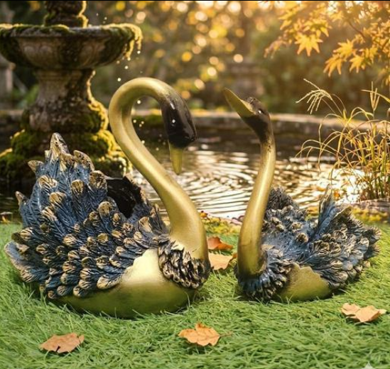SWAN COUPLE PAIR SHOWPIECE