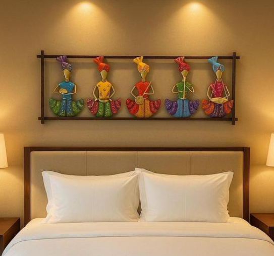 Handpainted Rajasthani Folk Musicians Wall Decor